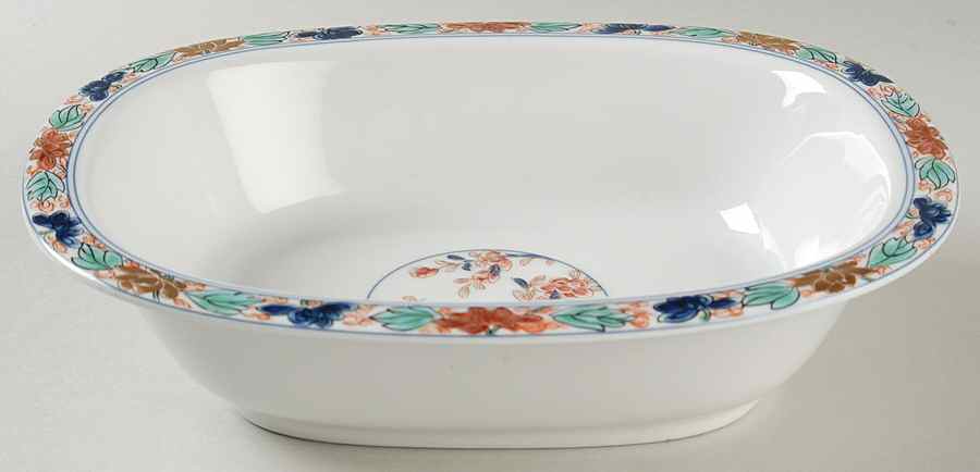 Koutani (White Background) 9" Oval Vegetable Bowl by Ceralene-1