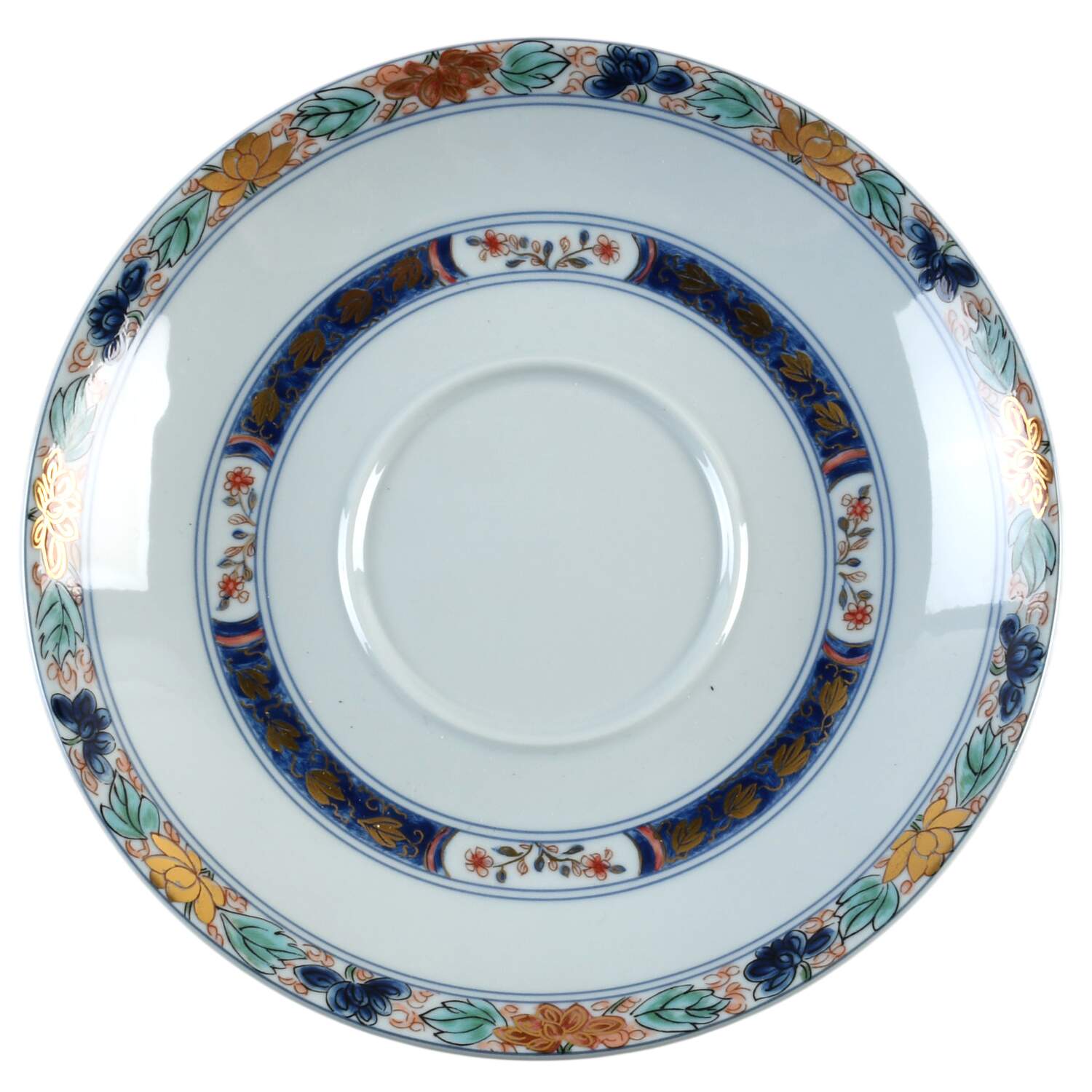 Koutani (Celadon Background) Saucer for Cream Soup Bowl by Ceralene-1