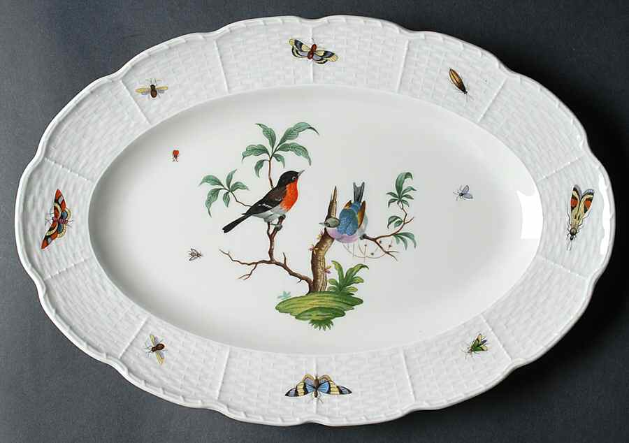 Les Oiseaux 14" Oval Serving Platter by Ceralene-1