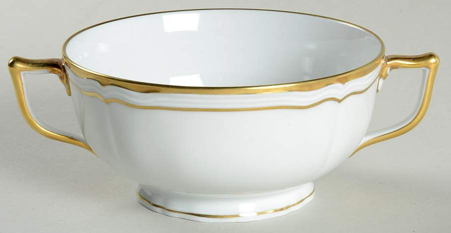 Louis XV Gold Footed Cream Soup Bowl by Ceralene-1
