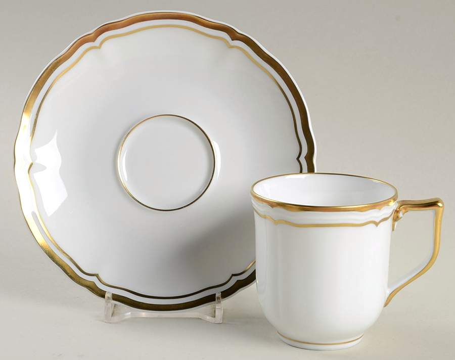 Louis XV Gold Footed Demitasse Cup & Saucer Set by Ceralene-1
