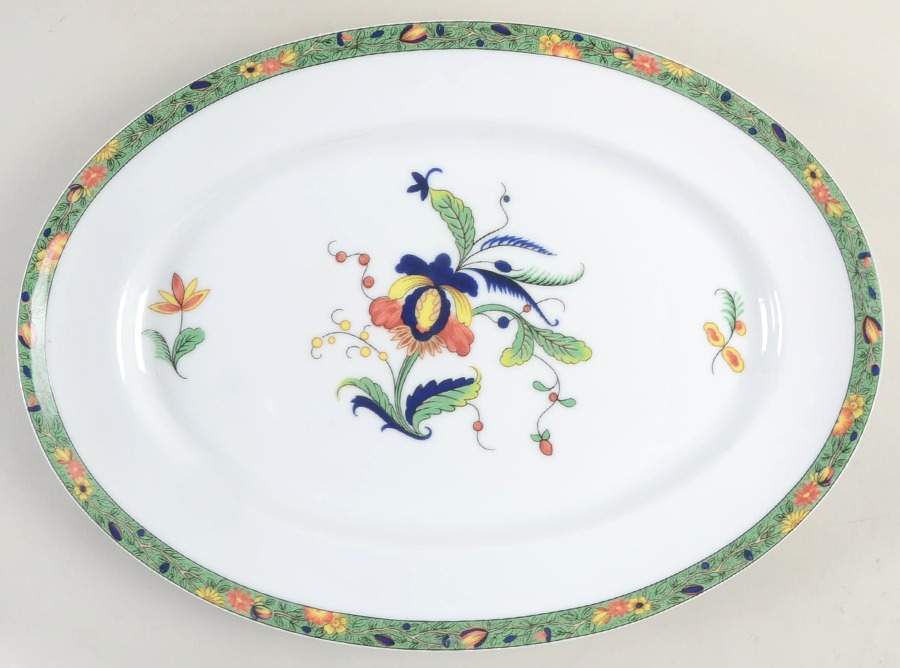 Louviers (White Background) 14" Oval Serving Platter by Ceralene-1