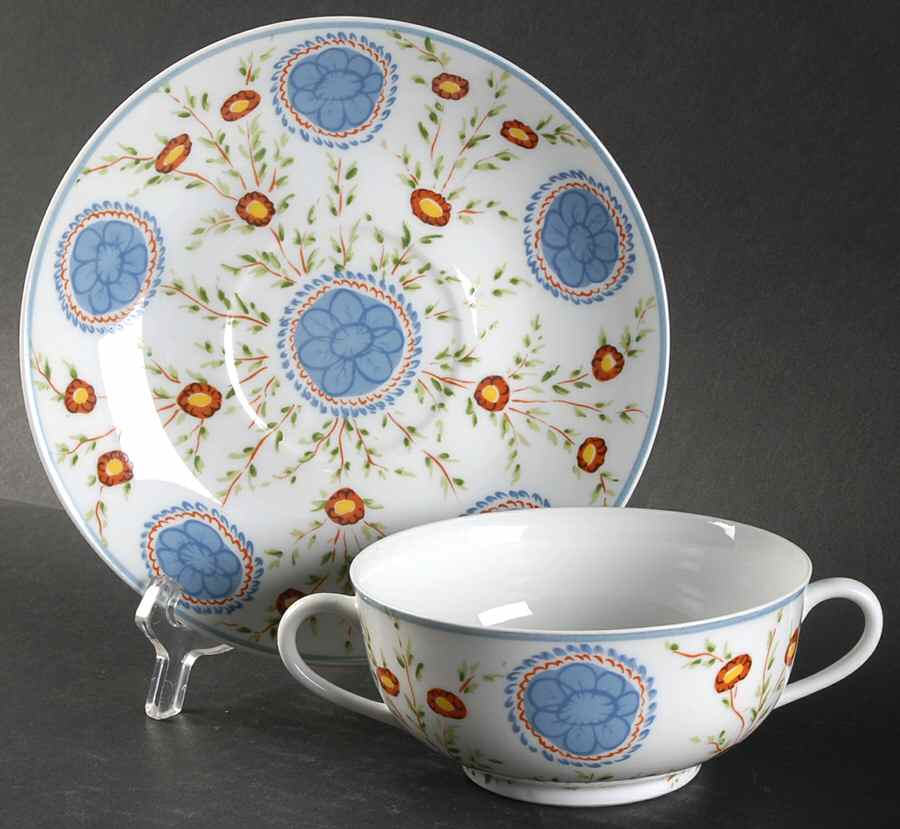 Sarabande Flat Cream Soup Bowl & Saucer Set by Ceralene-1