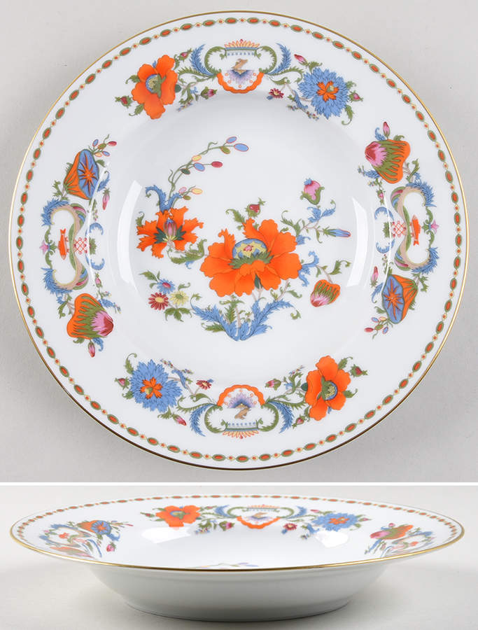 Vieux Chine (White) Large Rim Soup Bowl by Ceralene-1