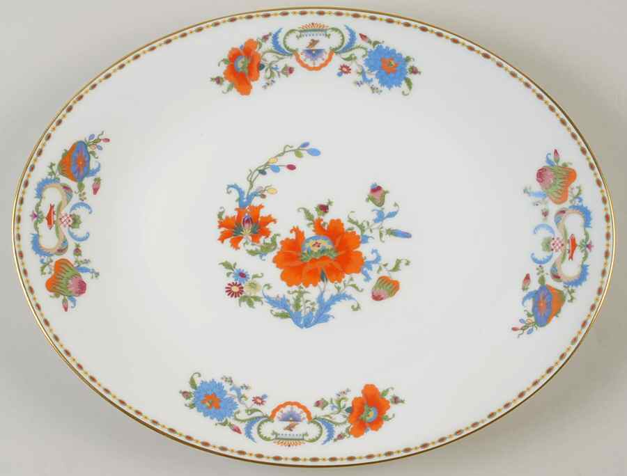 Vieux Chine (White) 15" Oval Serving Platter by Ceralene-1