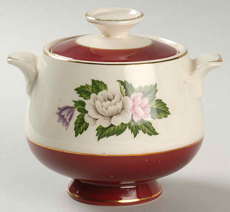 Regal Red (Floral Center) Sugar Bowl & Lid by Century Service-1