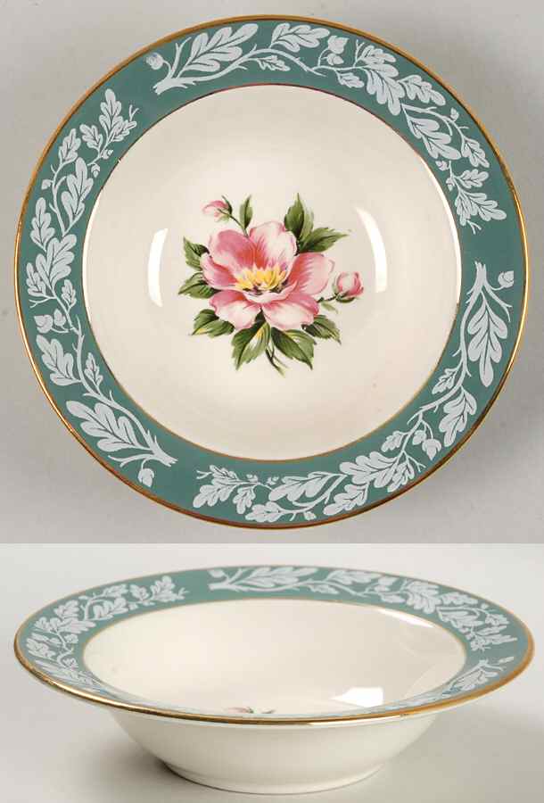 Teal Green (Floral Center) Rim Fruit/Dessert (Sauce) Bowl by Century Service-1