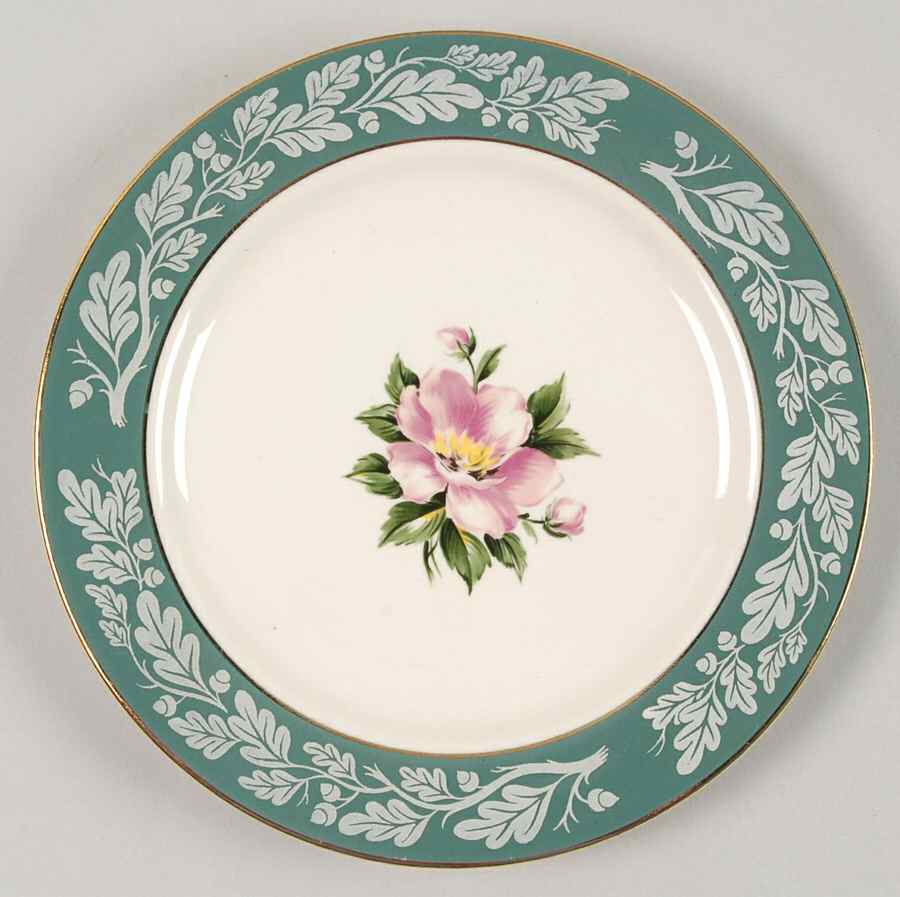 Teal Green (Floral Center) Bread & Butter Plate by Century Service-1