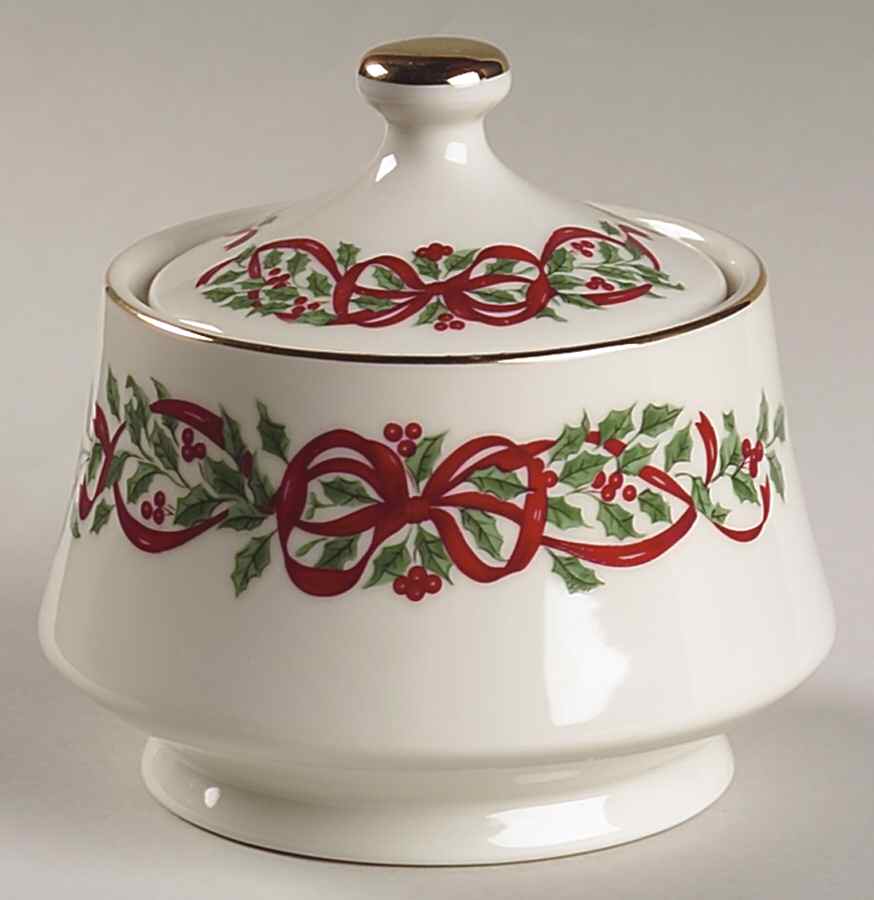 Ribbon Holly Sugar Bowl & Lid by Centurion-1