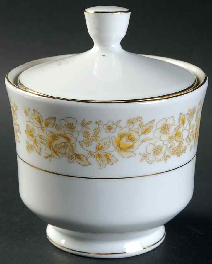 Golden Rose Sugar Bowl & Lid by Chadds Ford-1