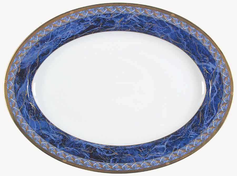 Azure Royale 14" Oval Serving Platter by Christian Dior-1