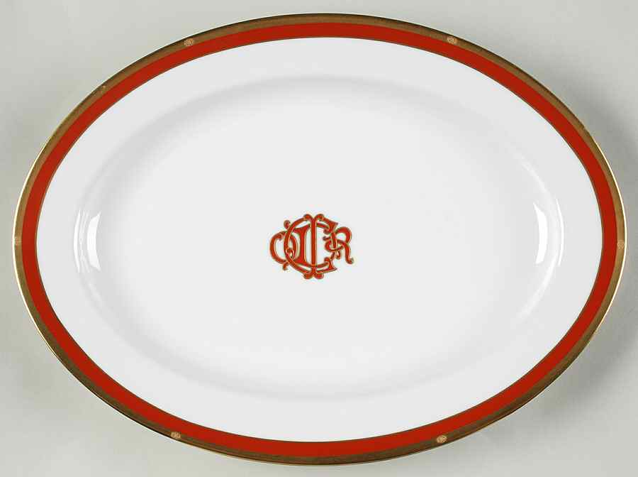 Dior Monogram Red 14" Oval Serving Platter by Christian Dior-1