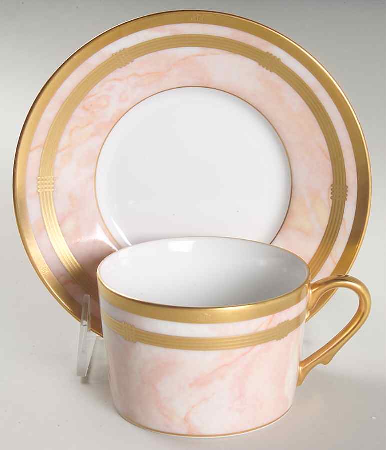 Gaudron Marbre Rose Flat Cup & Saucer Set by Christian Dior-1