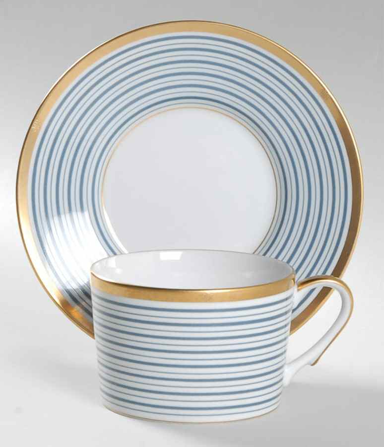 Tropez Blue Flat Cup & Saucer Set by Christian Dior-1