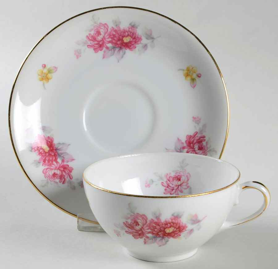 Charmaine Flat Cup & Saucer Set by Cherry China (Japan)-1