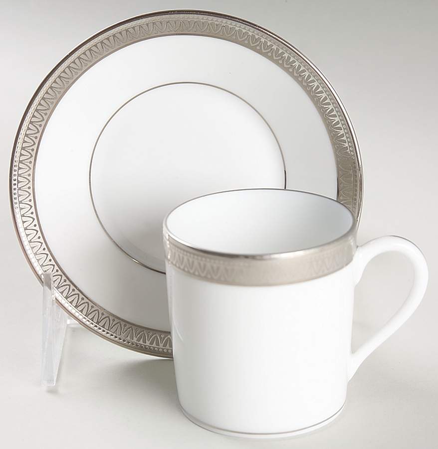 Malmaison Platinum (No Verge) Flat Demitasse Cup & Saucer Set by Charles Field Haviland-1