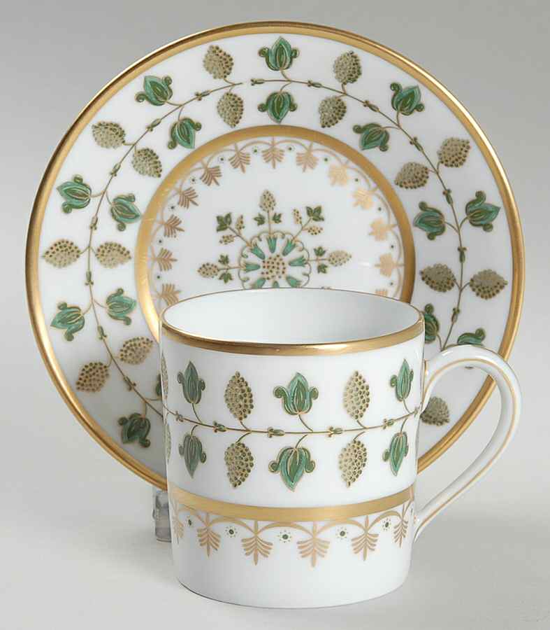 Matignon Green Flat Demitasse Cup & Saucer Set by Charles Field Haviland-1