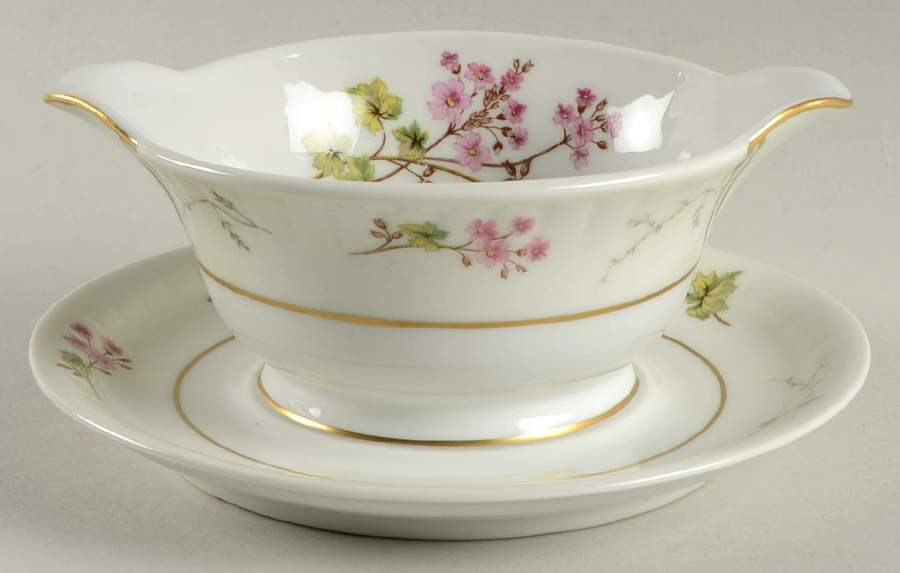 Spring Blossom Gravy Boat with Attached Underplate by Charles Field Haviland-1