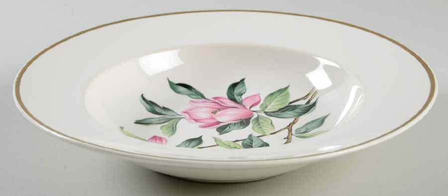 Pink Magnolia Rim Soup Bowl by Charm House-1