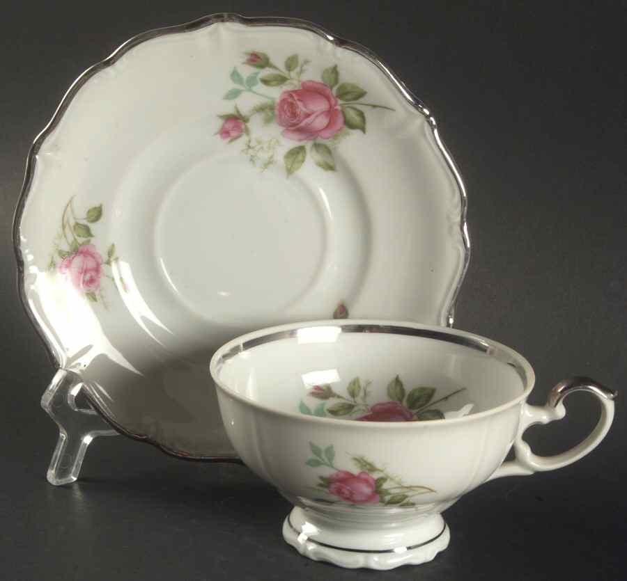 Rose Footed Cup & Saucer Set by Chalfonte-1