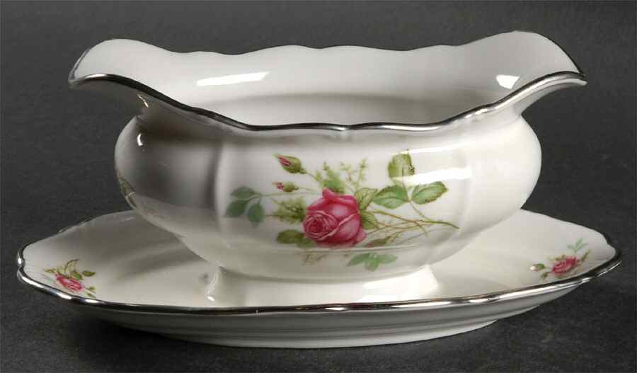 Rose Gravy Boat with Attached Underplate by Chalfonte-1