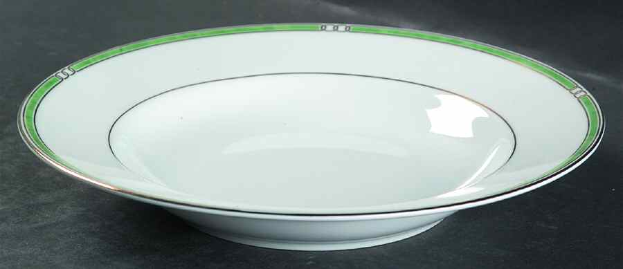 Alliance Green Rim Soup Bowl by Christofle-1