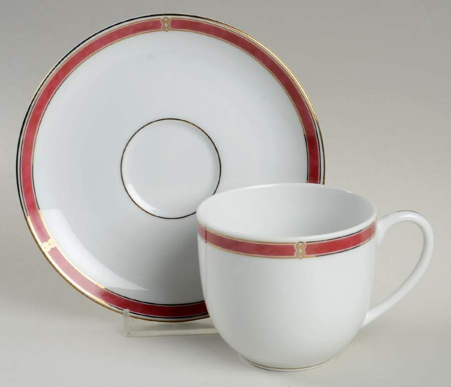 Oceana Red Flat Cup & Saucer Set by Christofle-1