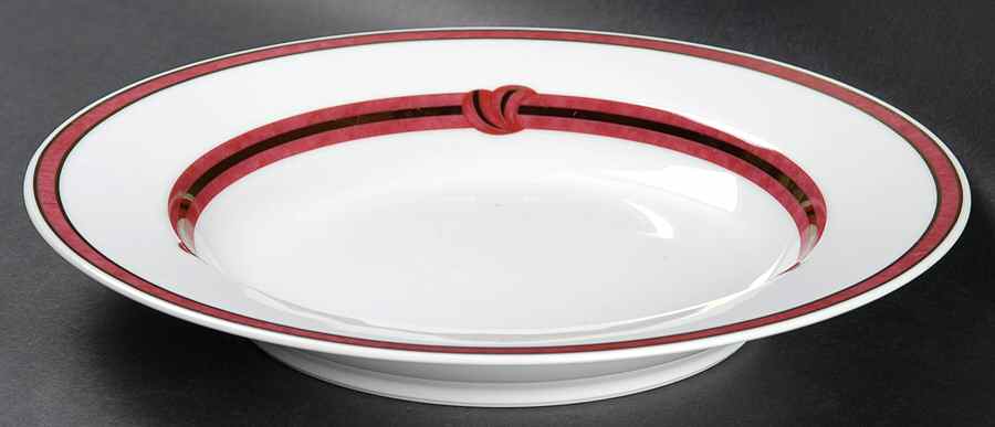 Rubanea Red Rim Soup Bowl by Christofle-1