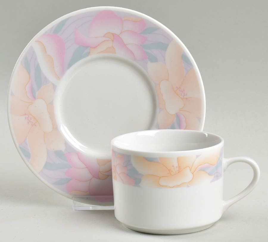 Sara Flat Cup & Saucer Set by China Pearl-1