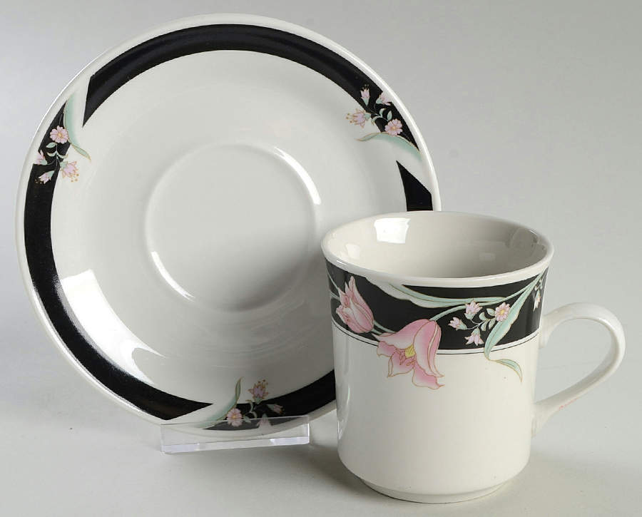 Serena (White Background) Flat Cup & Saucer Set by China Pearl-1