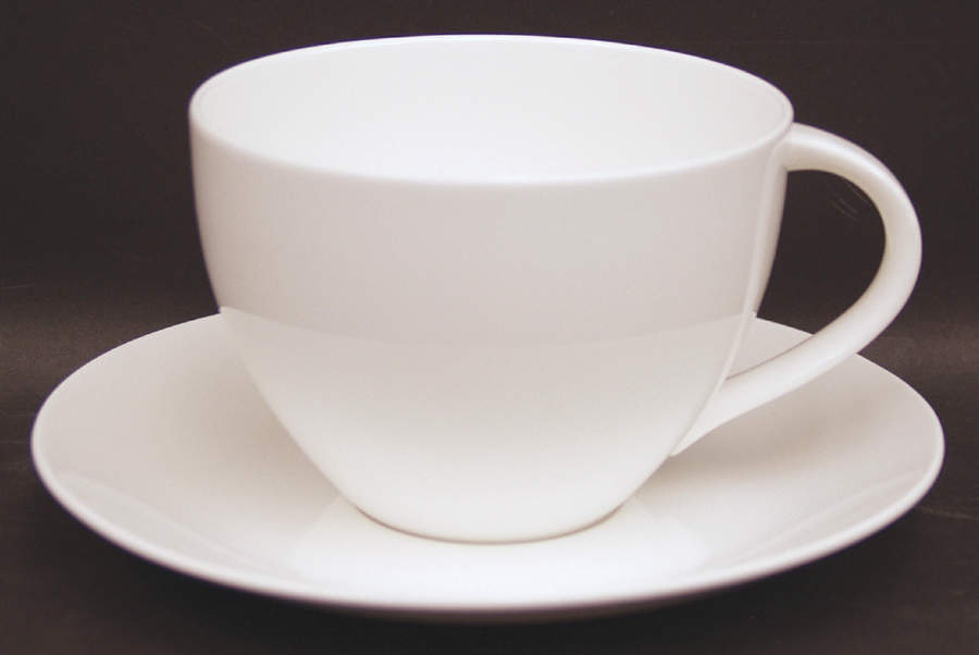 Cafe White Breakfast Cup & Saucer Set by Christopher Stuart-1