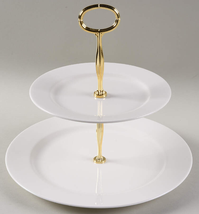 Cafe White 6 5/8"-10"  2 Tiered Serving Tray (Dp, Sp) HC by Christopher Stuart-1