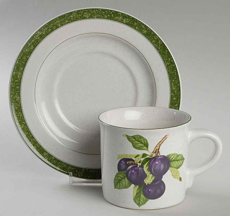 Fruit Delight Plum Flat Cup & Saucer Set by Christopher Stuart-1