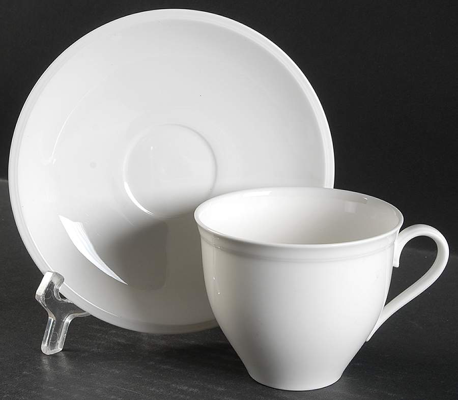 Heritage White Flat Cup & Saucer Set by Christopher Stuart-1