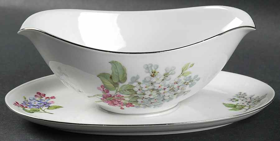 Lilac Time Gravy Boat with Attached Underplate by James Chatelaine-1
