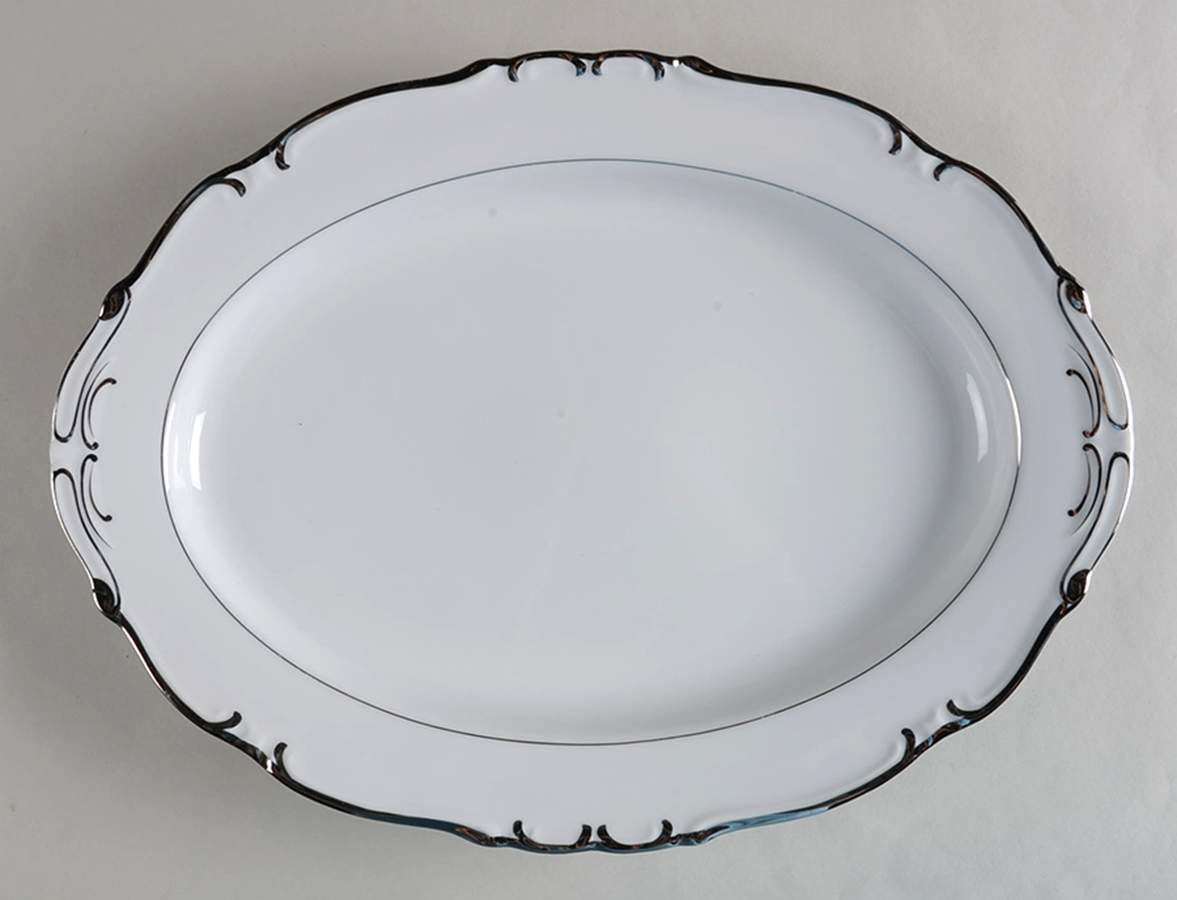 Silver Sharon 14" Oval Serving Platter by James Chatelaine-1