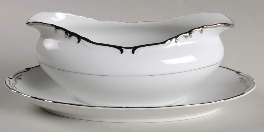 Silver Sharon Gravy Boat with Attached Underplate by James Chatelaine-1