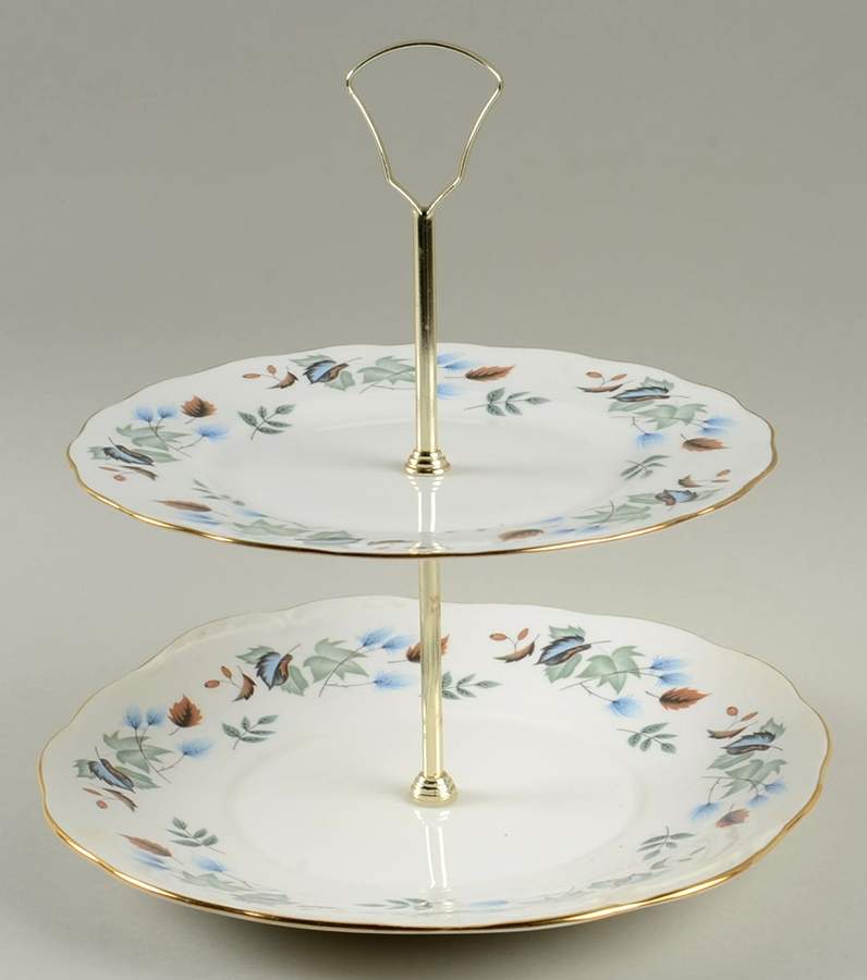 LINDEN 2 Tiered Serving Tray(Handled Cake&Salad Plate) by Colclough-1