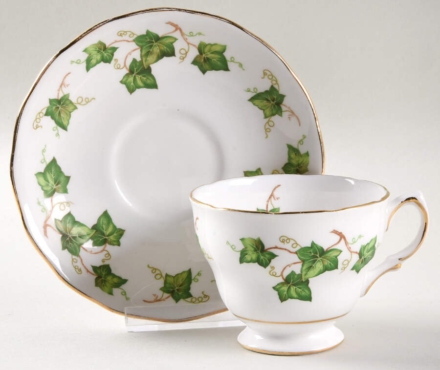 Ivy Leaf Footed Cup & Saucer Set by Colclough-1