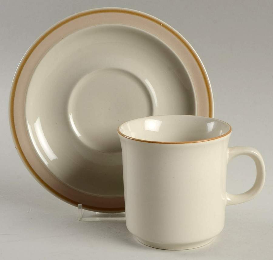 Sunterra Baja Beige Flat Cup & Saucer Set by The Cellar (China)-1