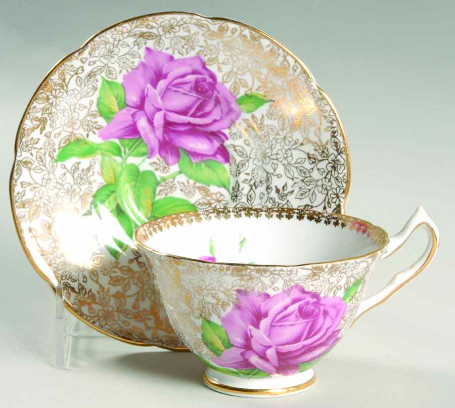 Tudor Rose Footed Cup & Saucer Set by Collingwoods-1