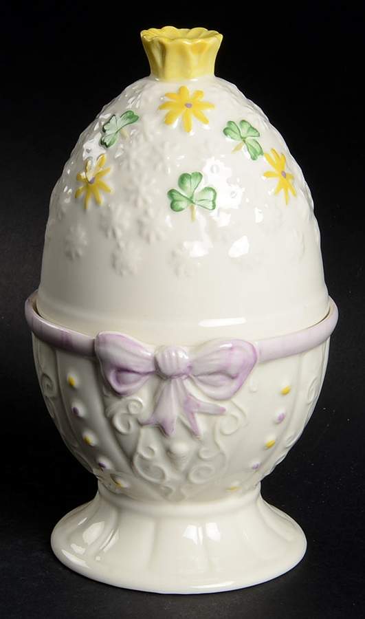 Childrens Ware-Baby Gifts Figural Candy Box & Lid by Belleek Pottery (Ireland)-1