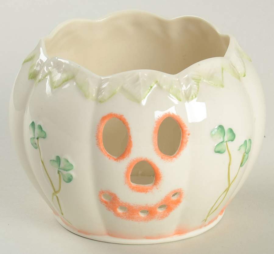 Shamrock Mini Pumpkin Votive by Belleek Pottery (Ireland)-1