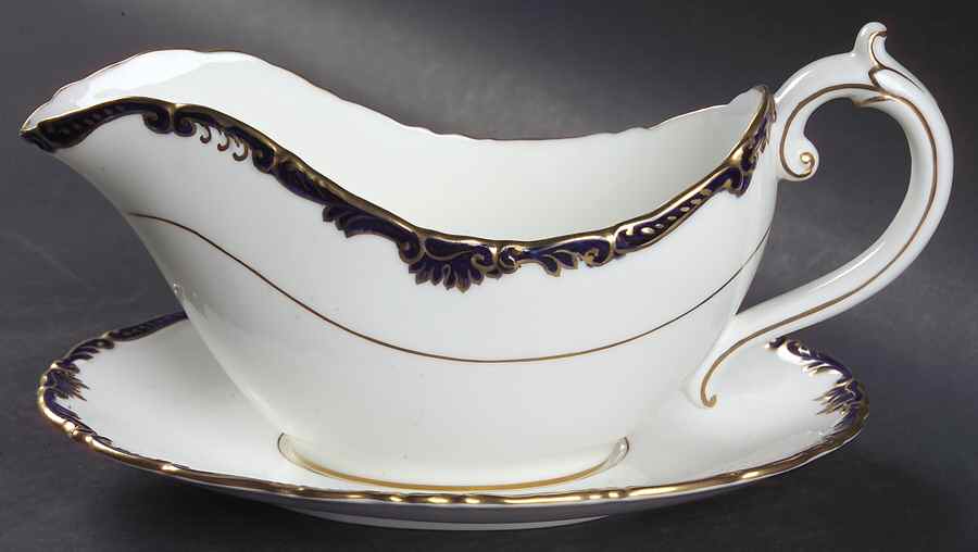 Admiral Cobalt Blue Gravy Boat & Underplate by Coalport-1