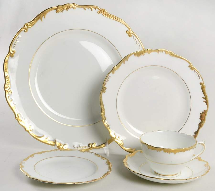 Admiral White and Gold 5 Piece Place Setting by Coalport-1