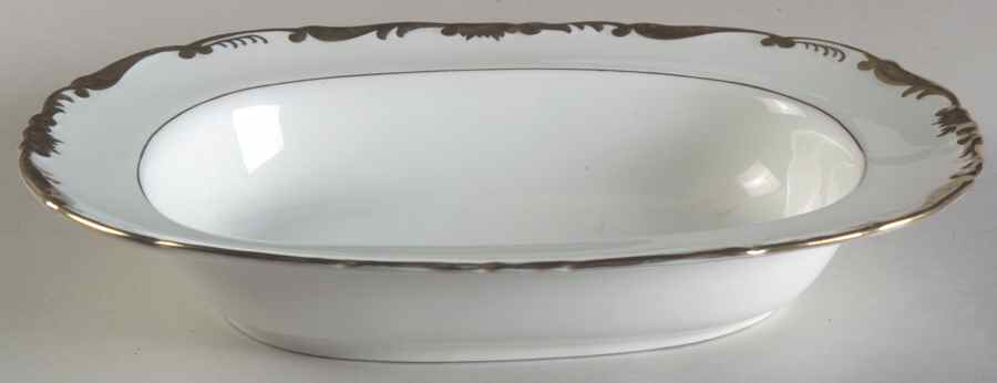 Admiral White and Gold 9" Oval Vegetable Bowl by Coalport-1