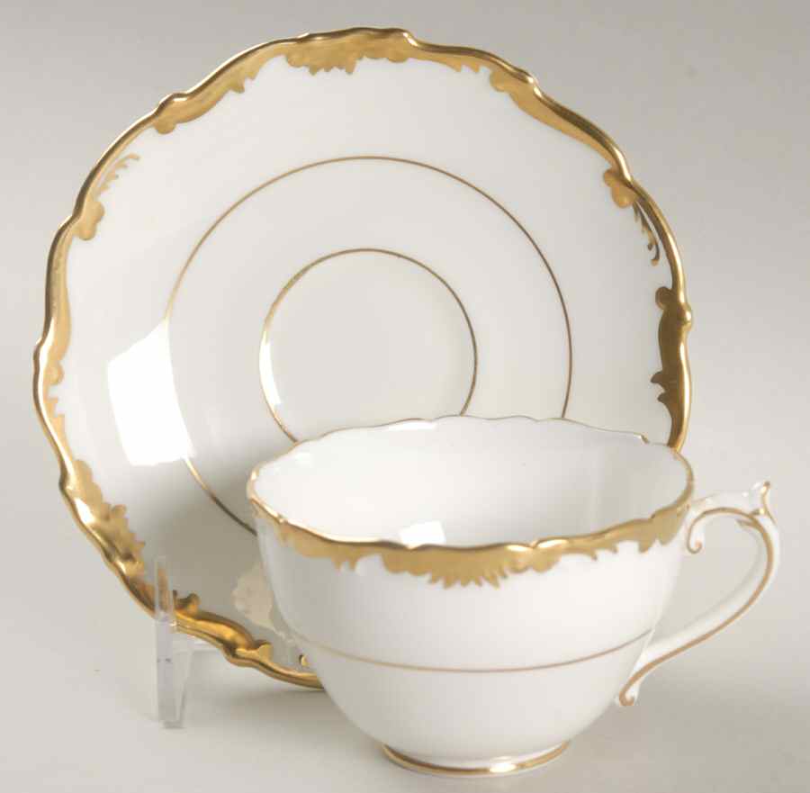 Admiral White and Gold Footed Cup & Saucer Set by Coalport-1