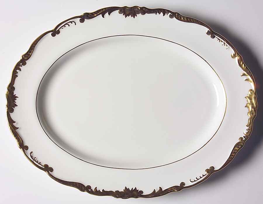 Admiral White and Gold 11" Oval Serving Platter by Coalport-1