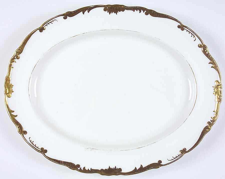 Admiral White and Gold 15" Oval Serving Platter by Coalport-1