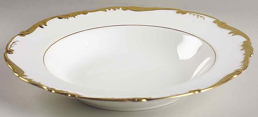 Admiral White and Gold Large Rim Soup Bowl by Coalport-1